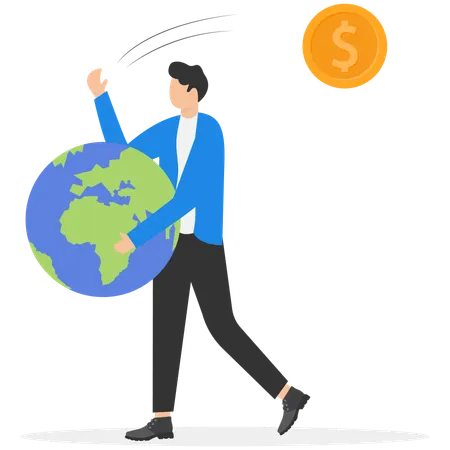 Empresario trabajando en negocios sostenibles  Ilustración