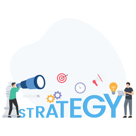 Empresario trabajando en estrategia empresarial  Ilustración