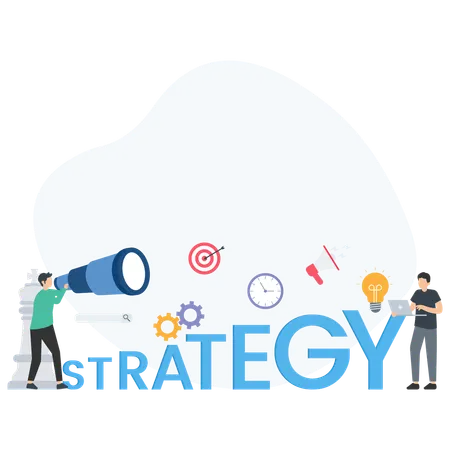 Empresario trabajando en estrategia empresarial  Ilustración