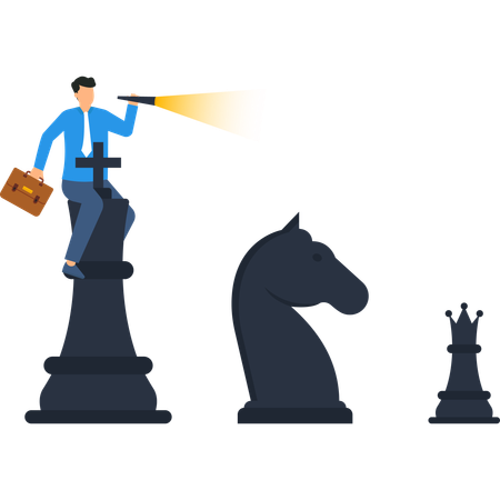 Empresario trabajando en estrategia empresarial  Ilustración