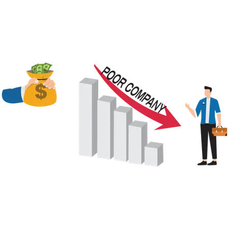 Hombre de negocios trabajando en la fusión de empresas  Ilustración