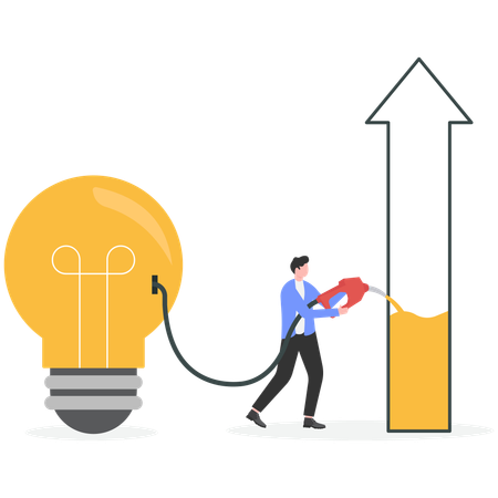 Empresario trabajando en idea de negocio  Ilustración