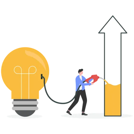 Empresario trabajando en idea de negocio  Ilustración