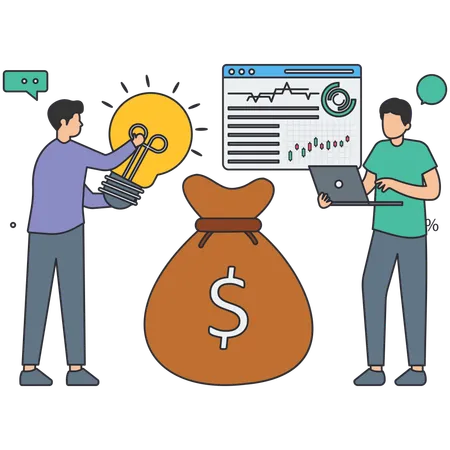 Hombre de negocios trabajando en una idea financiera  Illustration