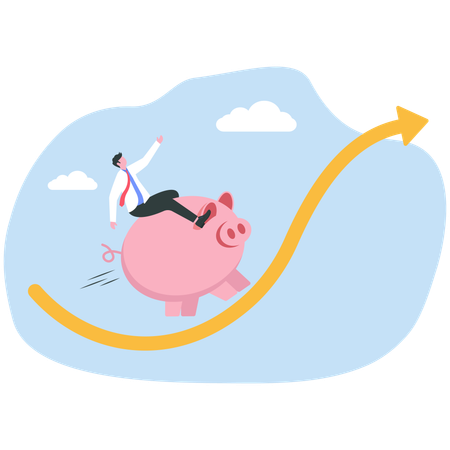 Hombre de negocios trabajando en la inversión en el mercado de valores  Ilustración
