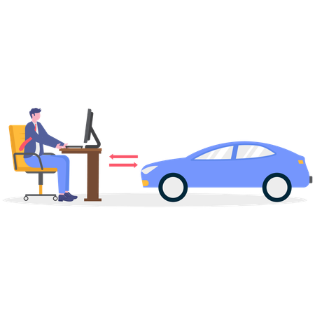 Hombre de negocios trabajando para Car  Ilustración