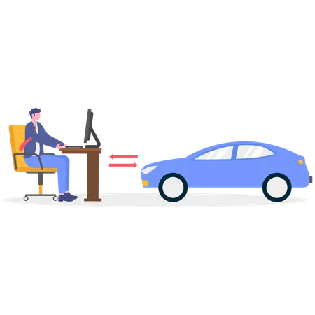 Hombre de negocios trabajando para Car  Ilustración
