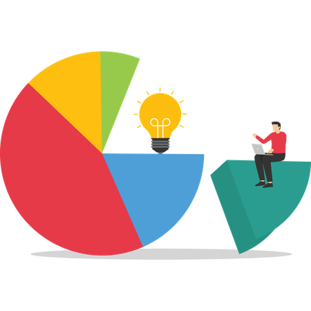 Empresário trabalha em ideias de negócios  Ilustração