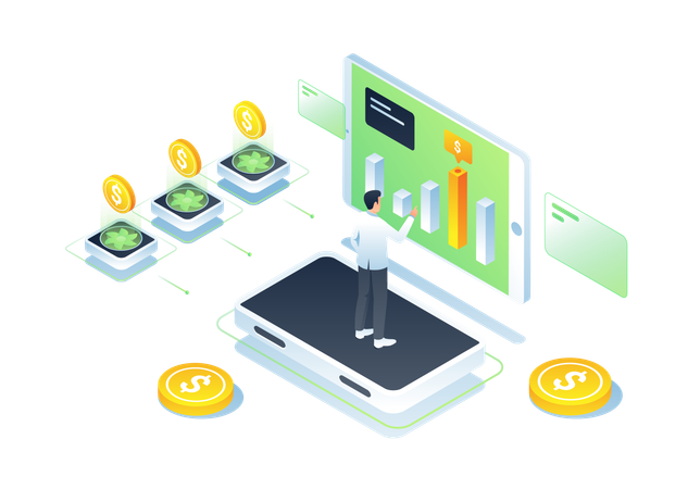 Empresário trabalha em análise de criptografia  Ilustração