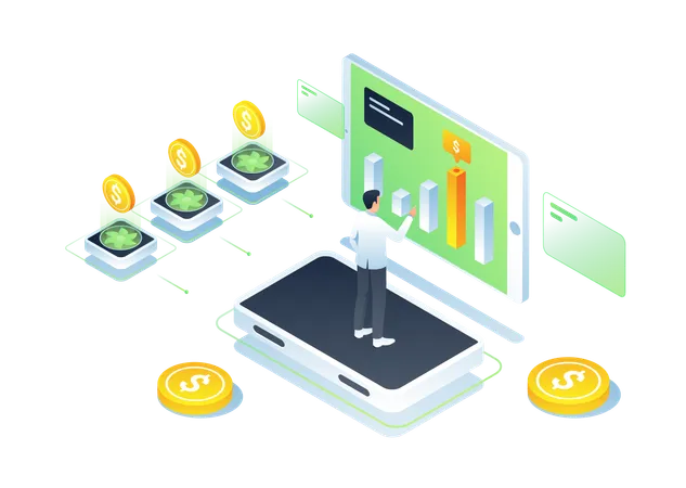 Empresário trabalha em análise de criptografia  Ilustração