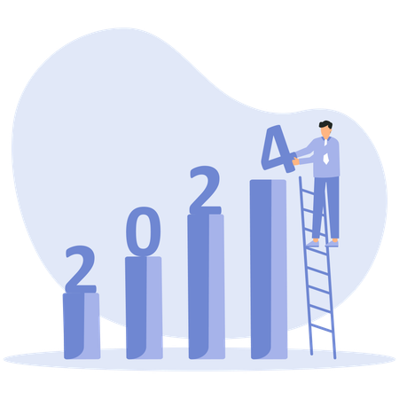 Empresário trabalha na retomada econômica em 2024  Ilustração