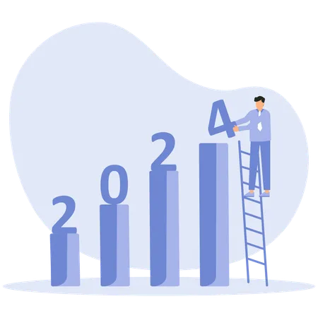 Empresário trabalha na retomada econômica em 2024  Ilustração