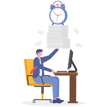 Empresário trabalha sob pressão  Ilustração