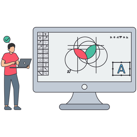 Empresário trabalhando como designer gráfico  Ilustração