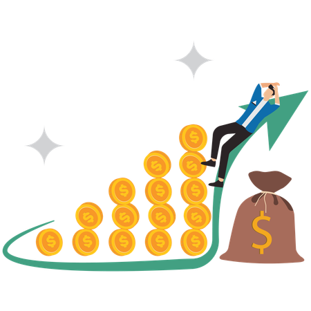 Empresário trabalhando em análise de investimentos  Ilustração