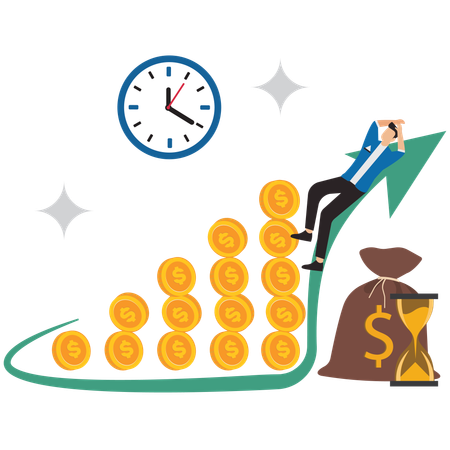 Empresário trabalhando em análise de investimentos  Ilustração