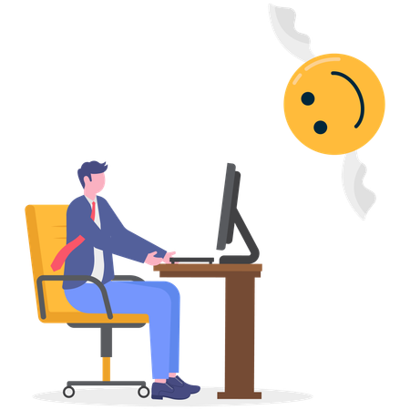 Empresário trabalhando em revisão online  Ilustração