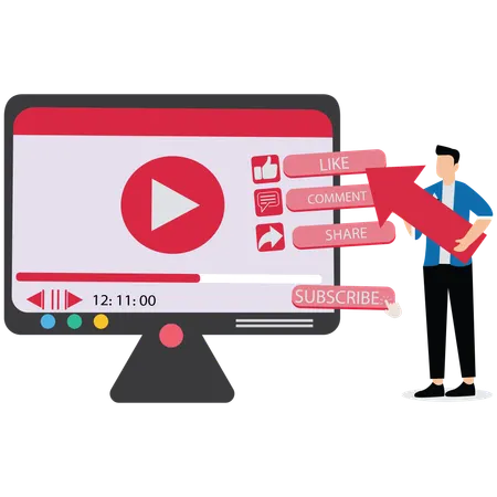 Empresário trabalhando em estratégia de marketing de vídeo  Ilustração