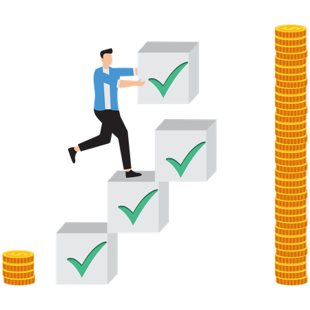 Empresário trabalhando em gestão financeira  Ilustração