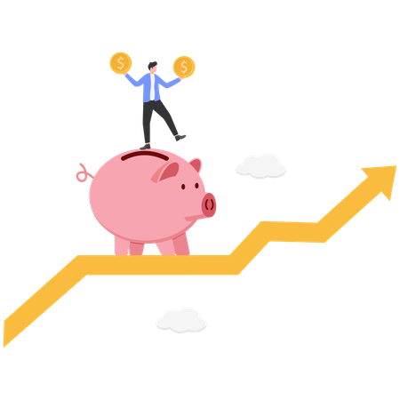 Empresário trabalhando em gráfico de economia  Ilustração