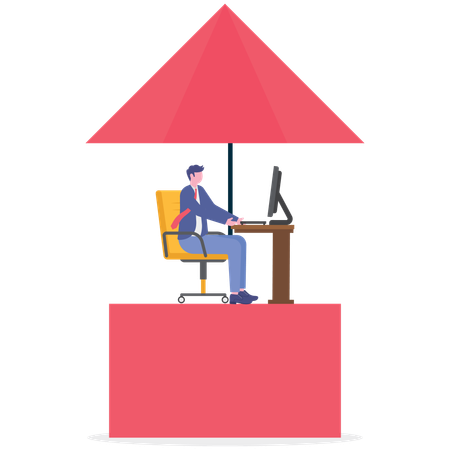 Empresário trabalhando em horário flexível  Illustration