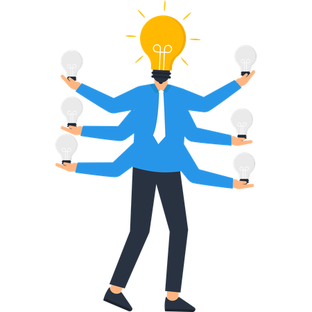 Empresário trabalhando em uma ideia criativa  Ilustração