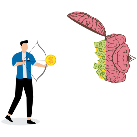 Empresário trabalhando em ideia financeira  Illustration