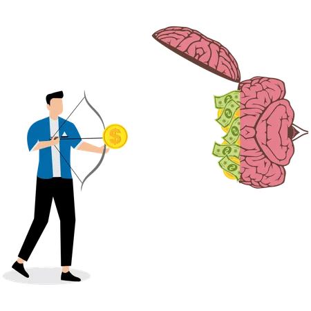 Empresário trabalhando em ideia financeira  Illustration