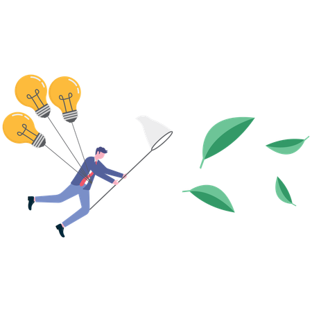 Empresário trabalhando em ideia sustentável  Ilustração