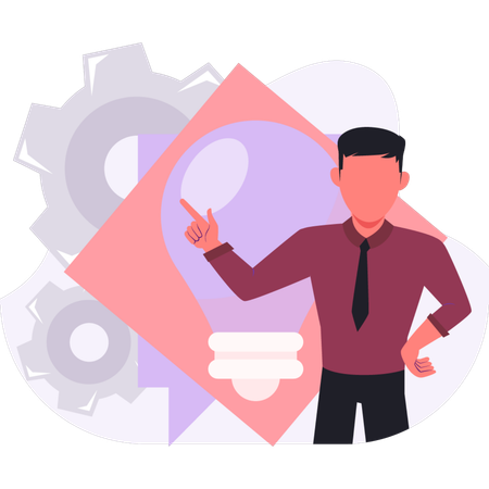 Empresário trabalhando em ideias  Ilustração