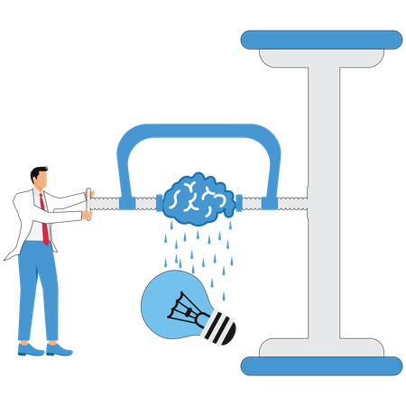 Empresário trabalhando em ideias de negócios de robôs  Illustration