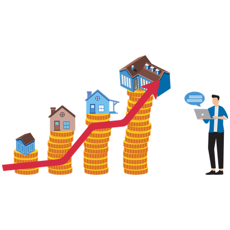 Empresário trabalhando com imóveis  Ilustração