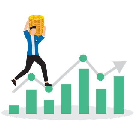 Empresário trabalhando em gráfico de investimento  Ilustração