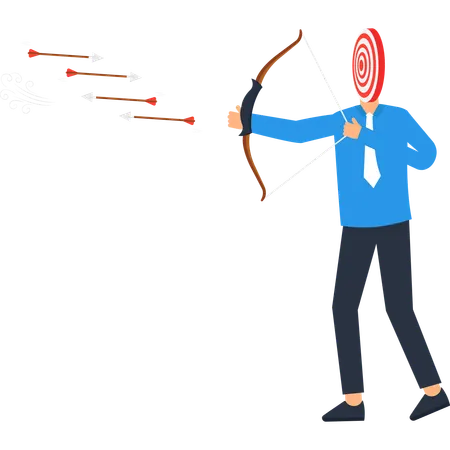 Empresário trabalhando no alvo de negócios  Ilustração