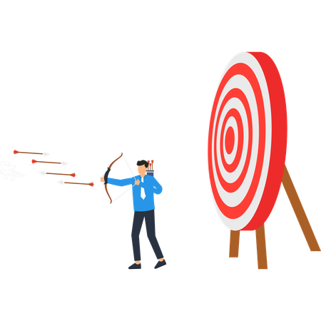 Empresário trabalhando no alvo de negócios  Ilustração