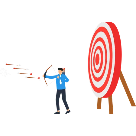 Empresário trabalhando no alvo de negócios  Ilustração