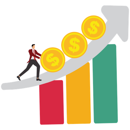 Empresário trabalhando no crescimento financeiro do negócio  Ilustração