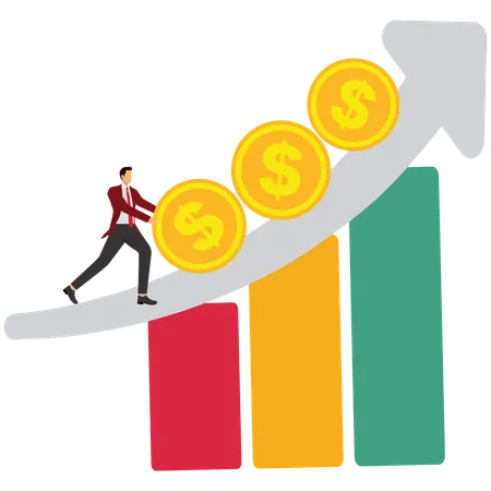 Empresário trabalhando no crescimento financeiro do negócio  Ilustração