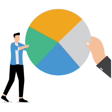 Empresário trabalhando em gráfico de pizza de negócios  Illustration