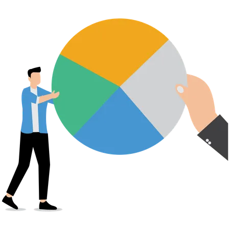 Empresário trabalhando em gráfico de pizza de negócios  Illustration