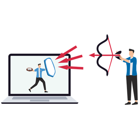 Empresário trabalhando na proteção empresarial  Illustration