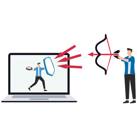 Empresário trabalhando na proteção empresarial  Illustration