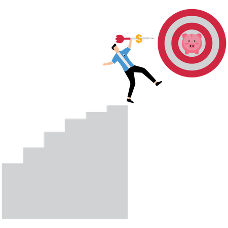 Empresário trabalhando em metas de economia  Ilustração