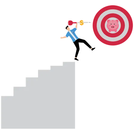 Empresário trabalhando em metas de economia  Ilustração