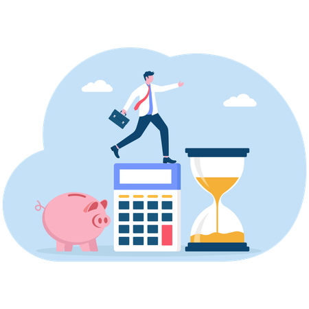 Empresário trabalhando em planejamento financeiro  Ilustração