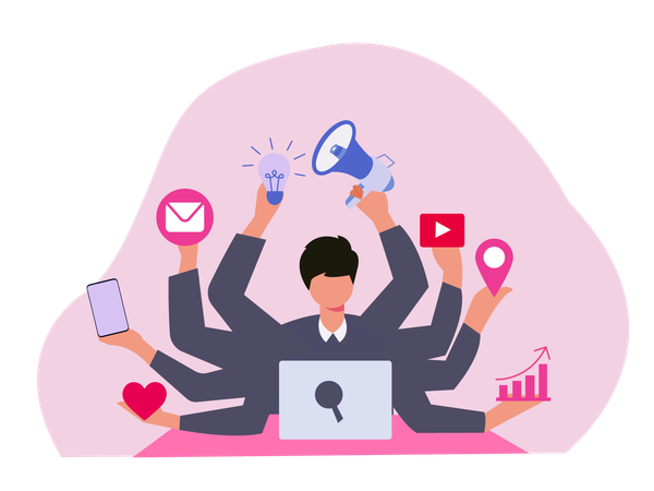 Empresário trabalhando em SEO  Illustration