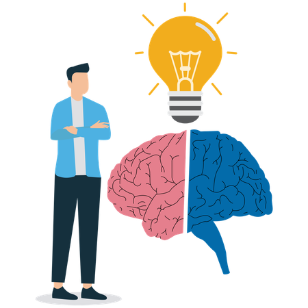 Empresário trabalhando em solução inspiradora  Ilustração