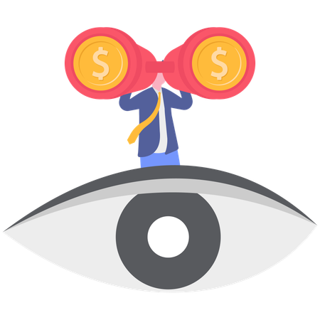 Empresário trabalhando em visão financeira  Ilustração