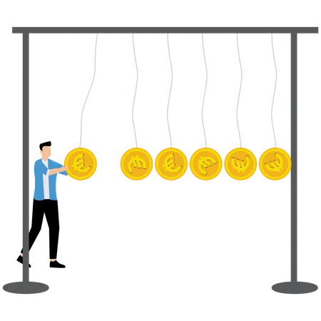 Empresário trabalhando na gestão do euro  Ilustração