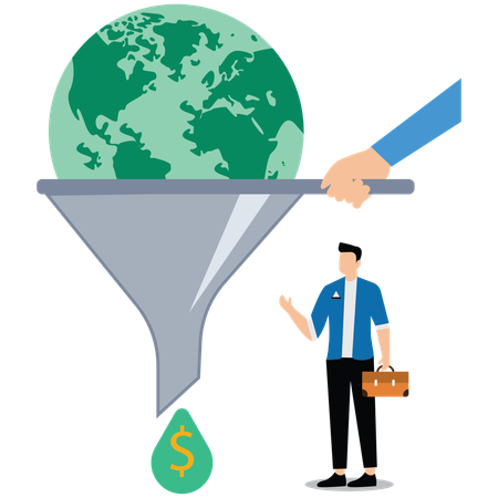 Empresário trabalhando na proteção ambiental  Ilustração